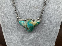 Handmade Turquoise Cow Head Sterling Silver Necklace