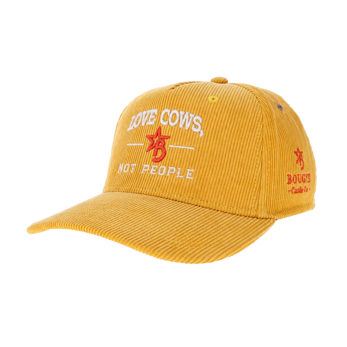 Yellow cap with text and logo on a white background