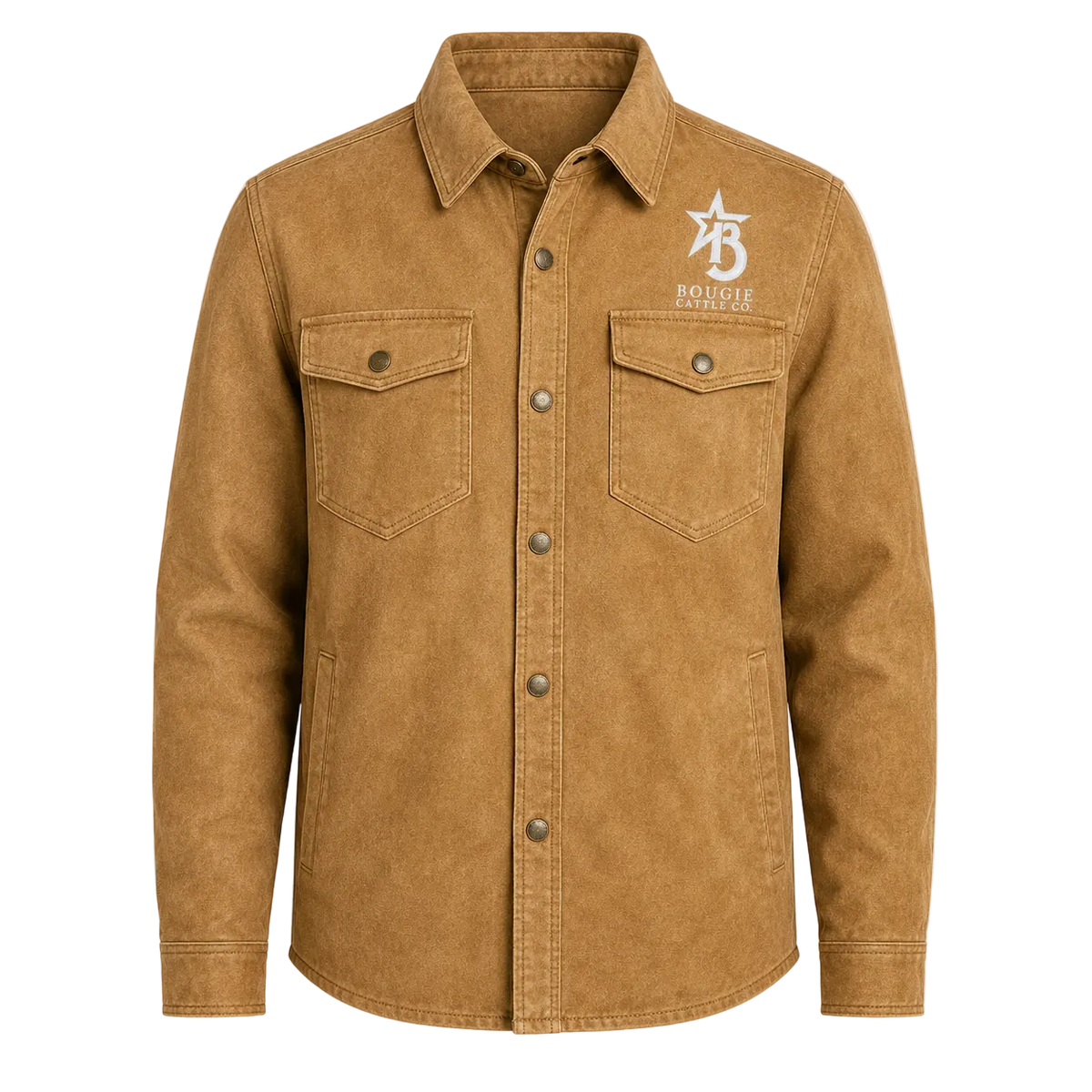 Brown shirt with a logo on a transparent background