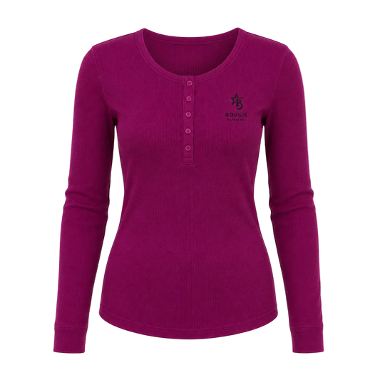 Purple long-sleeve shirt with a logo on a transparent background