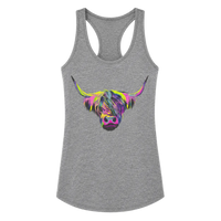 Gray Highland Cow Racerback Tank Top
