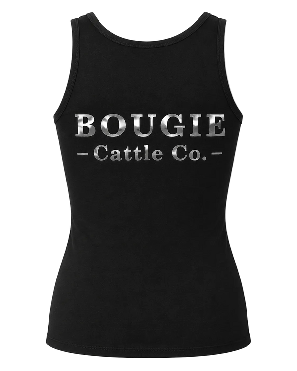 Women's Black Tank Top With Foil Bougie Brand