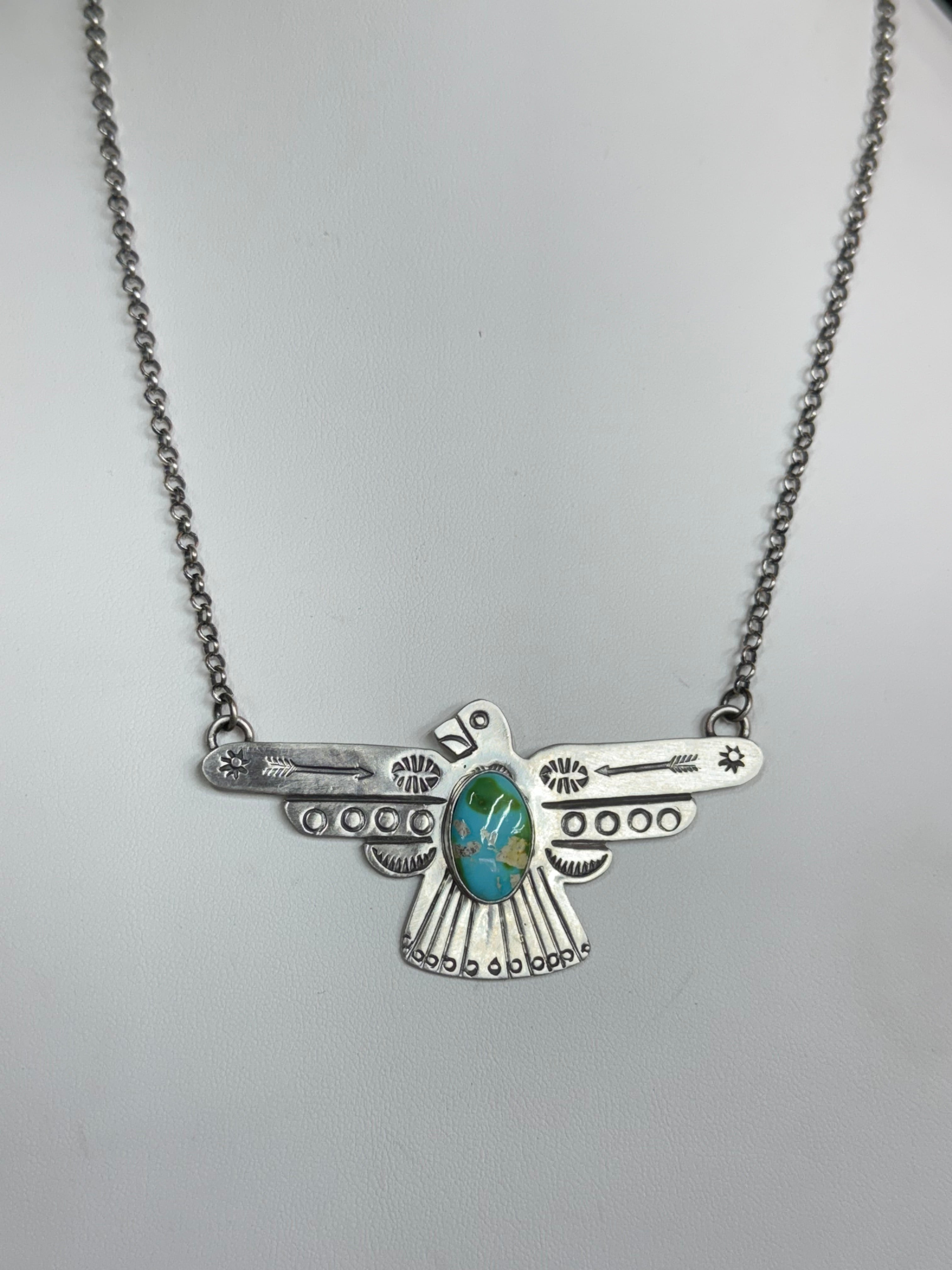 Russell Sam Handmade Native American Sterling Silver Thunderbird