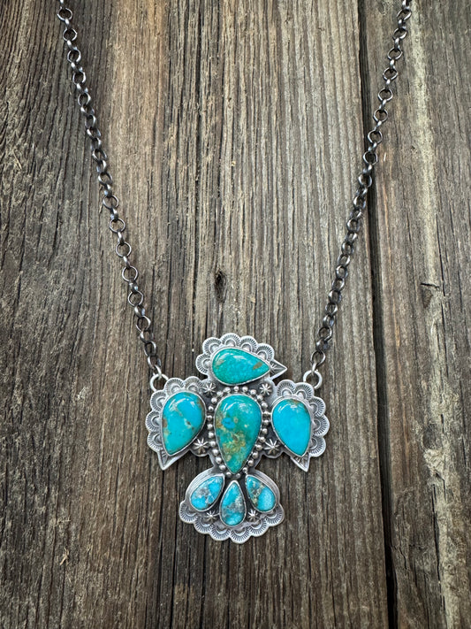 Native American Handmade Turquoise Sterling Silver Necklace