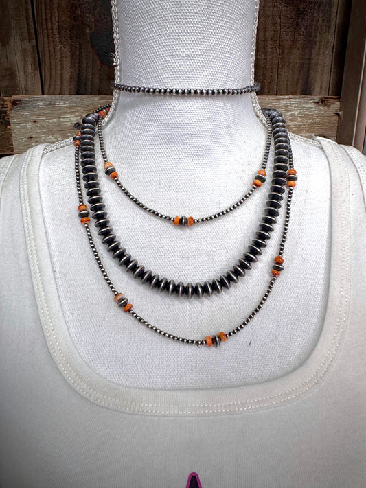 Sterling Silver Spiny Oyster Bead Necklace