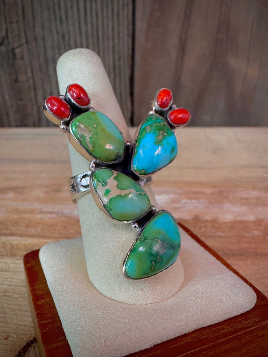 Beautiful Handmade Sonoran Mountain Turquoise And Sterling Silver Adjustable Ring