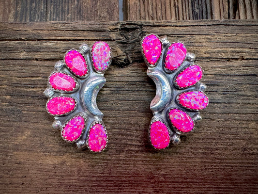 Sterling Silver Pink Opal Earrings