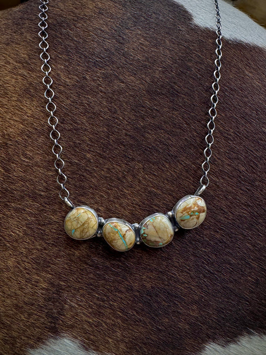 Native American Turquoise Sterling Silver Bar Necklace