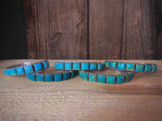 Sterling Silver Turquoise Chanel Set Leroy James Cuff