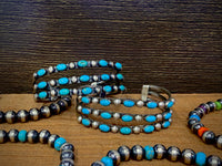 Native American Turquoise Sterling Silver Cuff - Artist Stamped