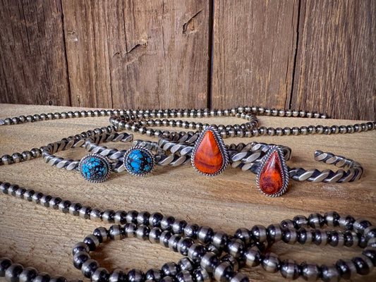 Native American Braided Sterling Silver Cuff Bracelets