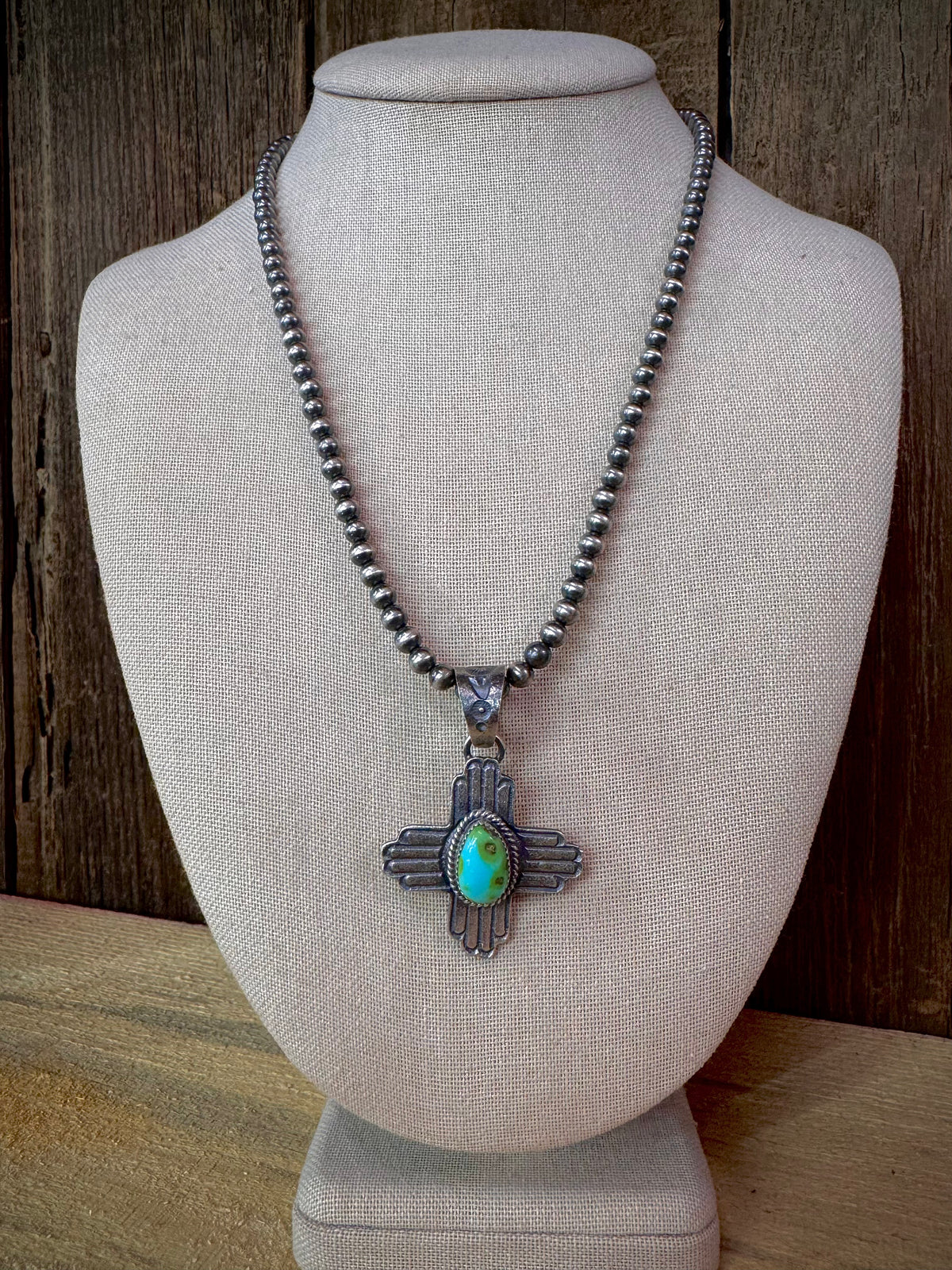 Native American Turquoise Zia Symbol Pendant