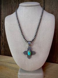 Native American Turquoise Zia Symbol Pendant