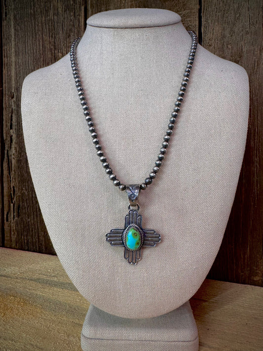 Native American Turquoise Zia Symbol Pendant