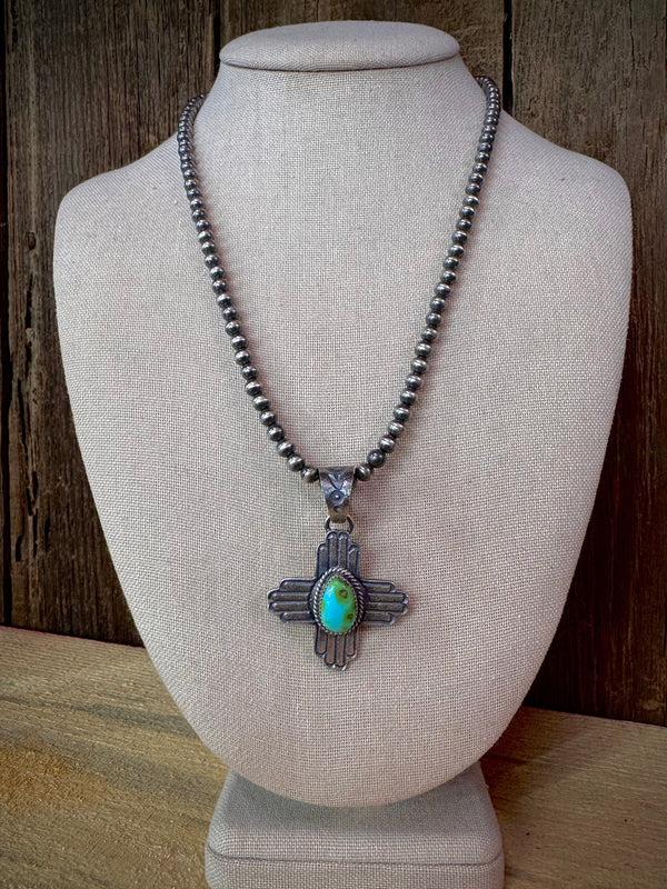 Native American Turquoise Zia Symbol Pendant