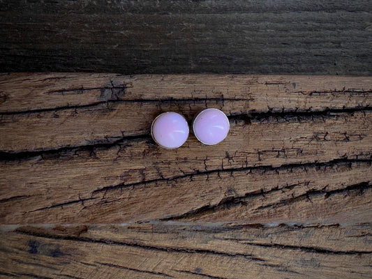 Pink Conch Sterling Silver Stud Earrings