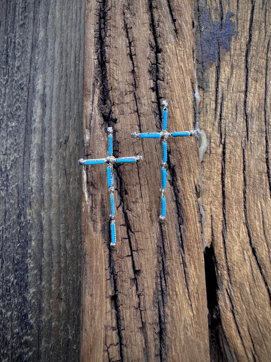 Sterling Silver Turquoise Cross Post Earrings