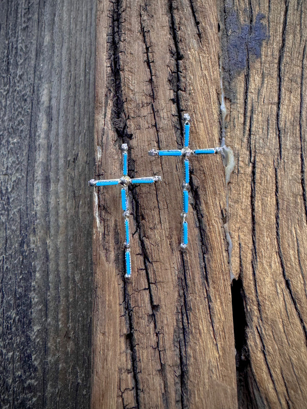 Sterling Silver Turquoise Cross Post Earrings