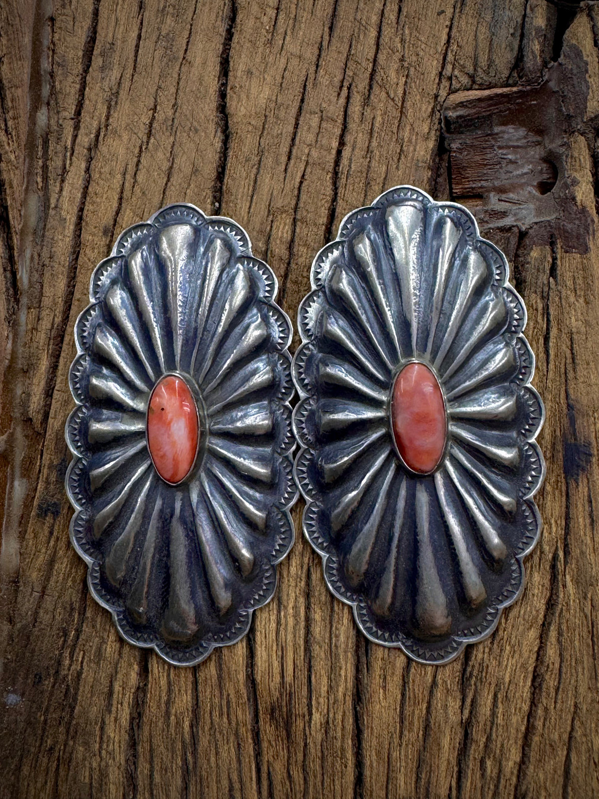Handmade Sterling Silver Spiny Oyster Earrings - Artist Stamped