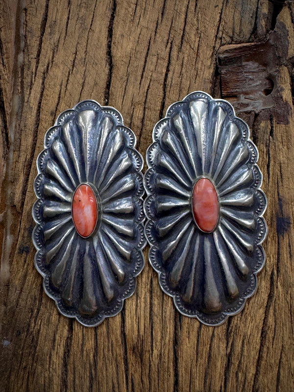 Handmade Sterling Silver Spiny Oyster Earrings - Artist Stamped