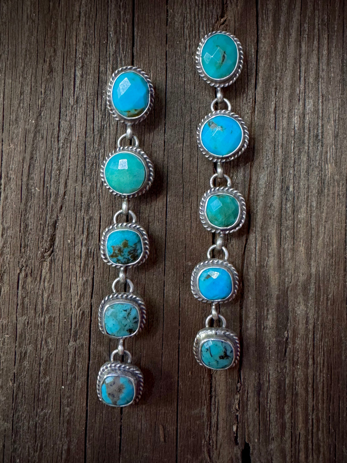 Handmade Native American Turquoise Dangle Earrings