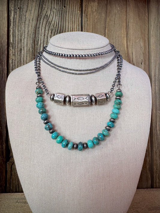Turquoise Bead Sterling Silver Necklace