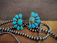 Load image into Gallery viewer, Native American Sterling Silver Turquoise Cluster Adjustable Ring, Artist Signed
