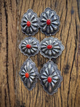 Load image into Gallery viewer, Handmade Sterling Silver with Coral Dangle Earrings - Artist Stamped
