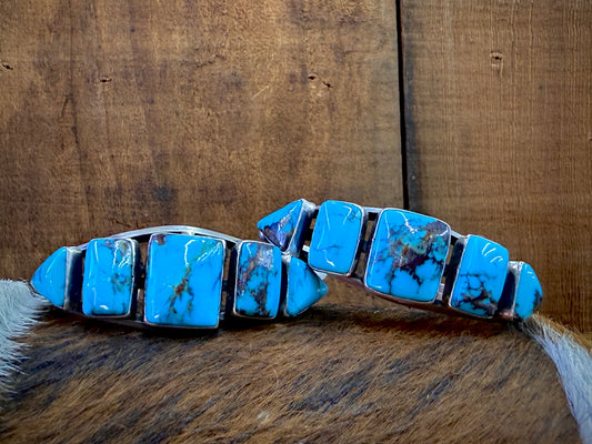 Native American Turquoise Sterling Silver Cuff- Artist Stamped