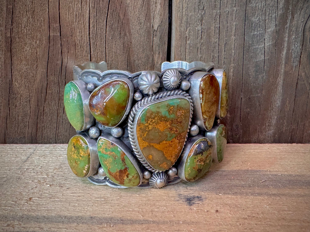Native American Turquoise Sterling Silver Cuff - Artist Signed