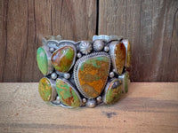 Native American Turquoise Sterling Silver Cuff - Artist Signed