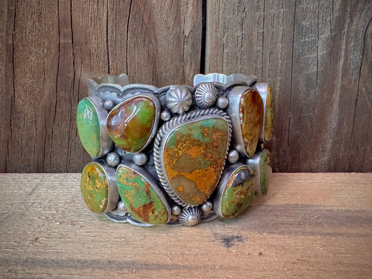 Native American Turquoise Sterling Silver Cuff - Artist Signed