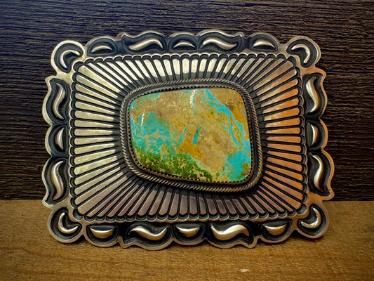 Sterling Silver Turquoise L Tahe Belt Buckle