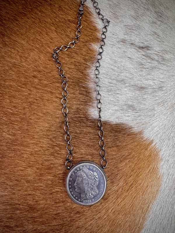 1921 Morgan Silver Dollar Sterling Silver Necklace