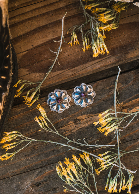 Sterling Silver and Purple Spiny Oyster Stud Earrings