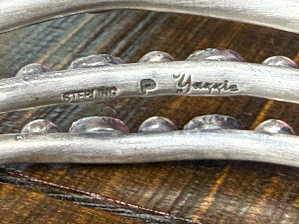 Native American Turquoise Sterling Silver Cuff - Artist Stamped