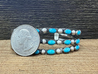 Native American Turquoise Sterling Silver Cuff - Artist Stamped