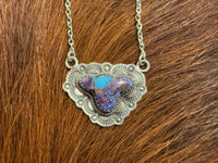 Beautiful Handmade Sterling Silver Purple Dream Mojave Cow Head Necklaces
