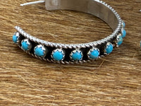 Native American Turquoise Sterling Silver Hoop Earrings
