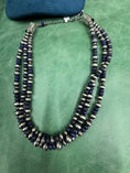Load image into Gallery viewer, Gorgeous Native American Blue Lupis and Navajo Pearl Necklace 18“ with a 3 inch extender
