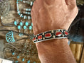 Load image into Gallery viewer, Native American Artist Marked Blood Red Coral Cuff

