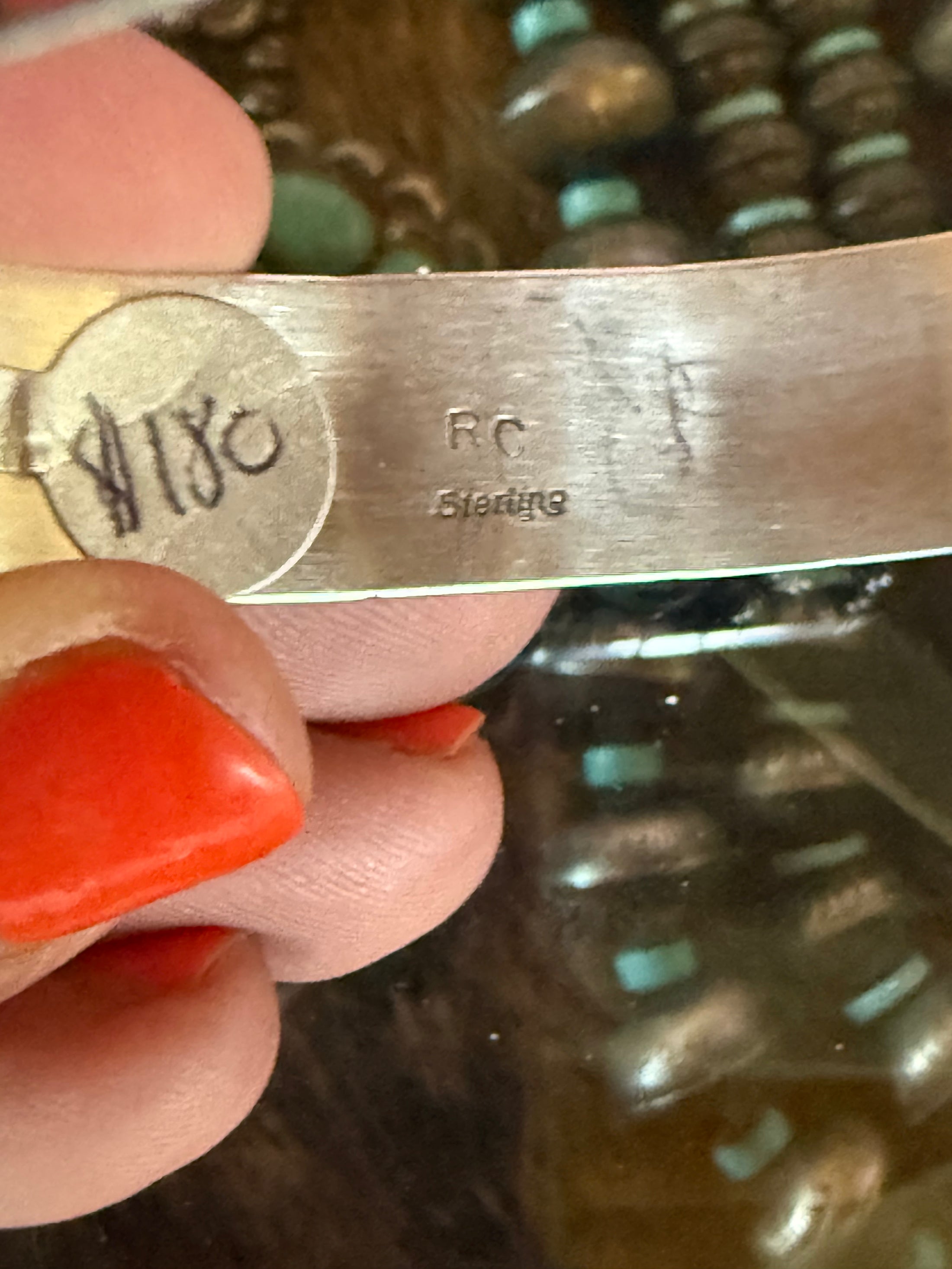 Native American Artist Marked Blood Red Coral Cuff