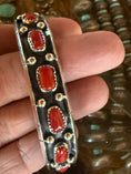 Load image into Gallery viewer, Native American Artist Marked Blood Red Coral Cuff

