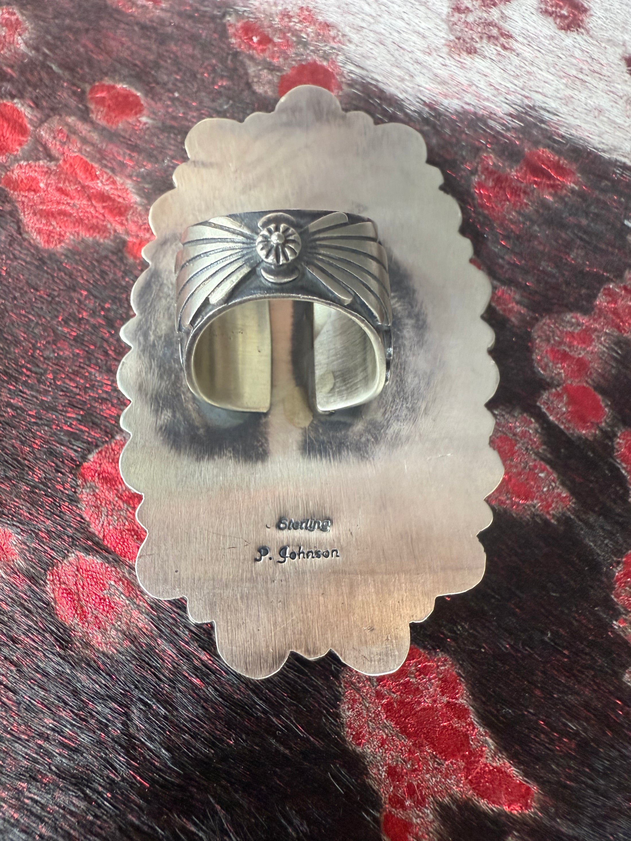 Native American signed by artist Statement Ring Complete with a big handstand adjustable band!