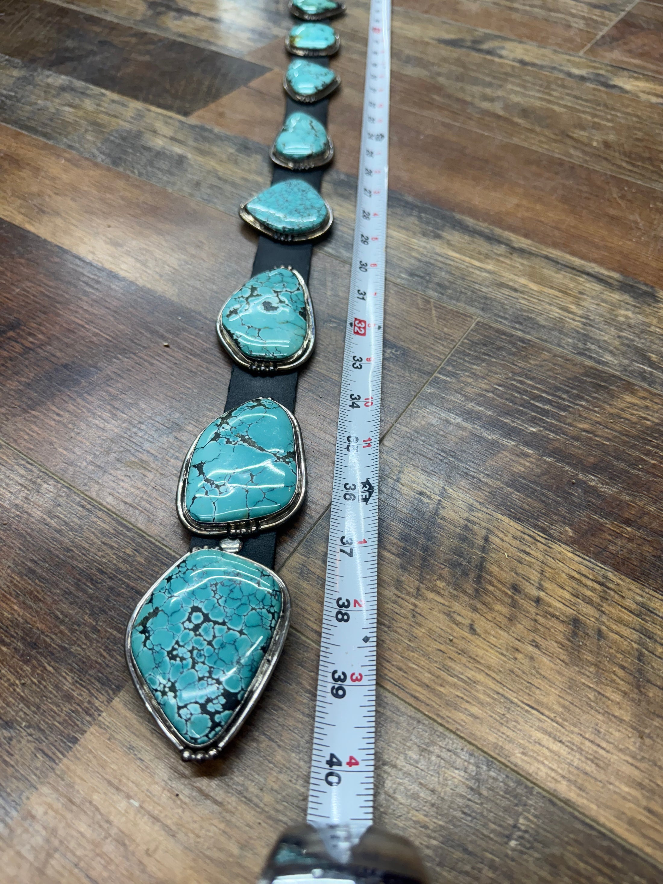 Gorgeous Native American Baby Blue Turquoise Slab Concho Belt