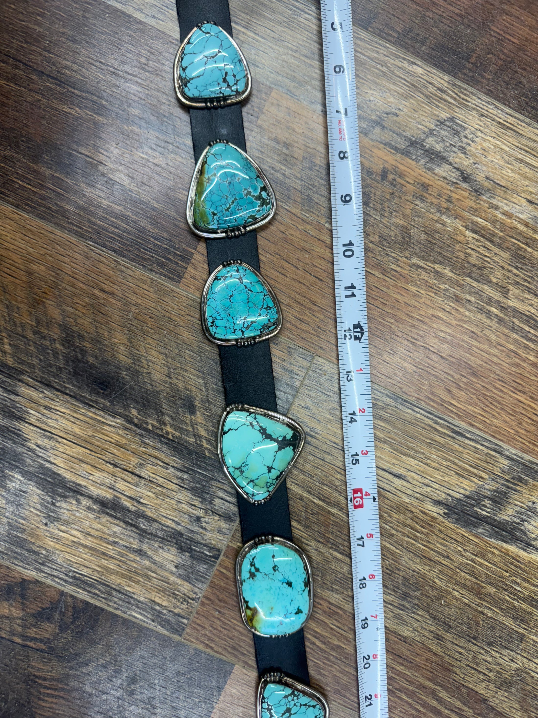 Gorgeous Native American Baby Blue Turquoise Slab Concho Belt