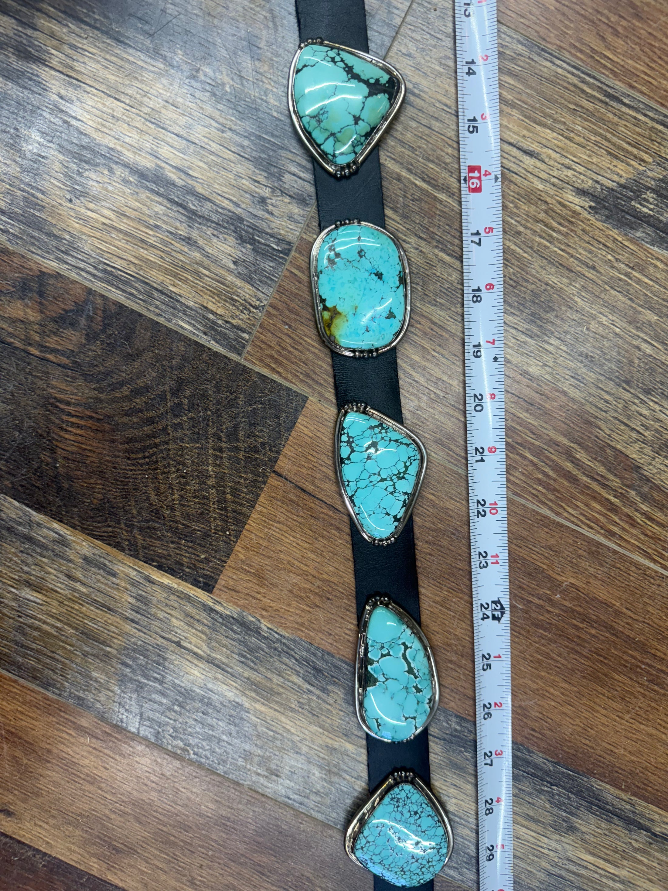 Gorgeous Native American Baby Blue Turquoise Slab Concho Belt