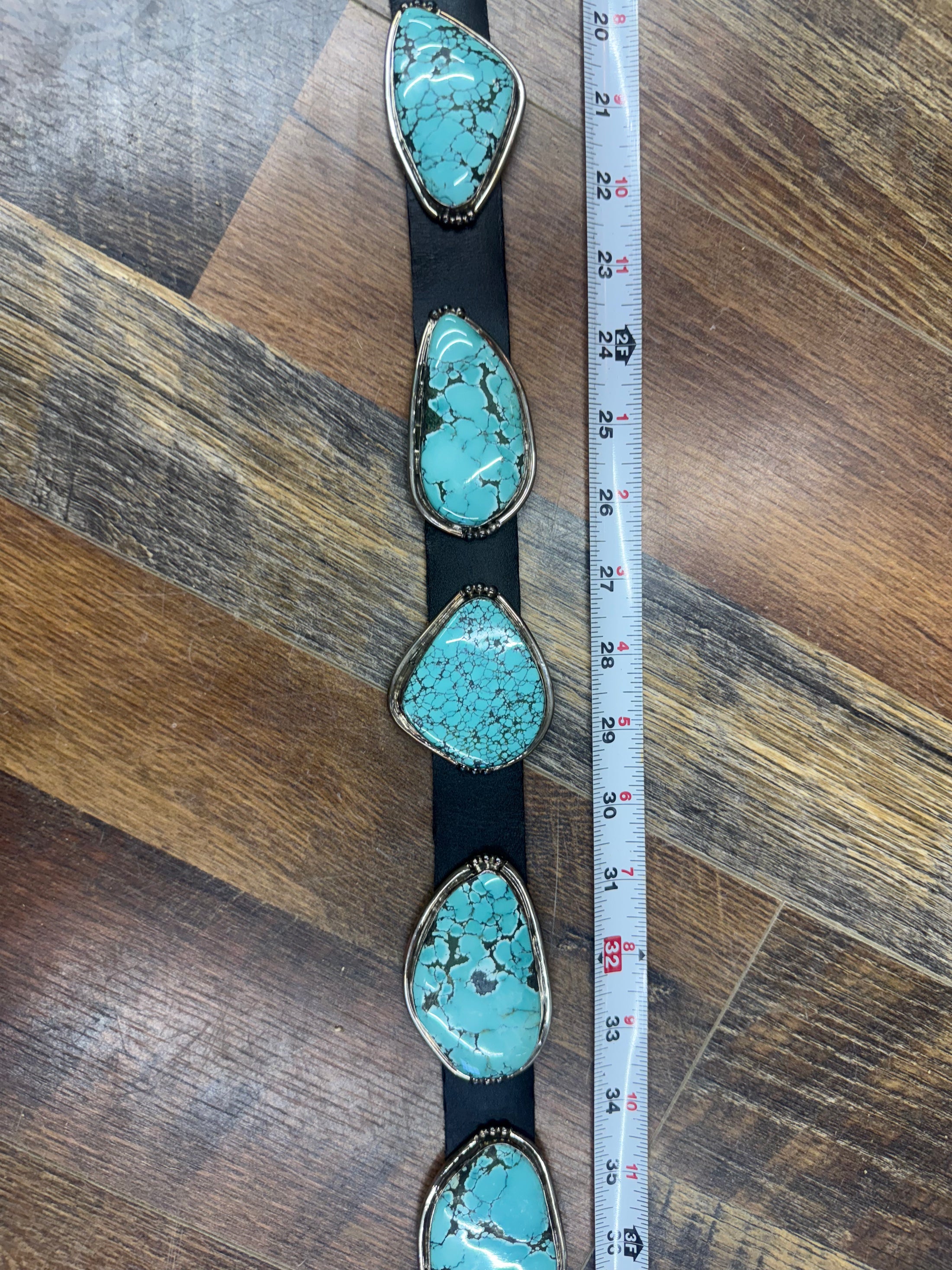 Gorgeous Native American Baby Blue Turquoise Slab Concho Belt