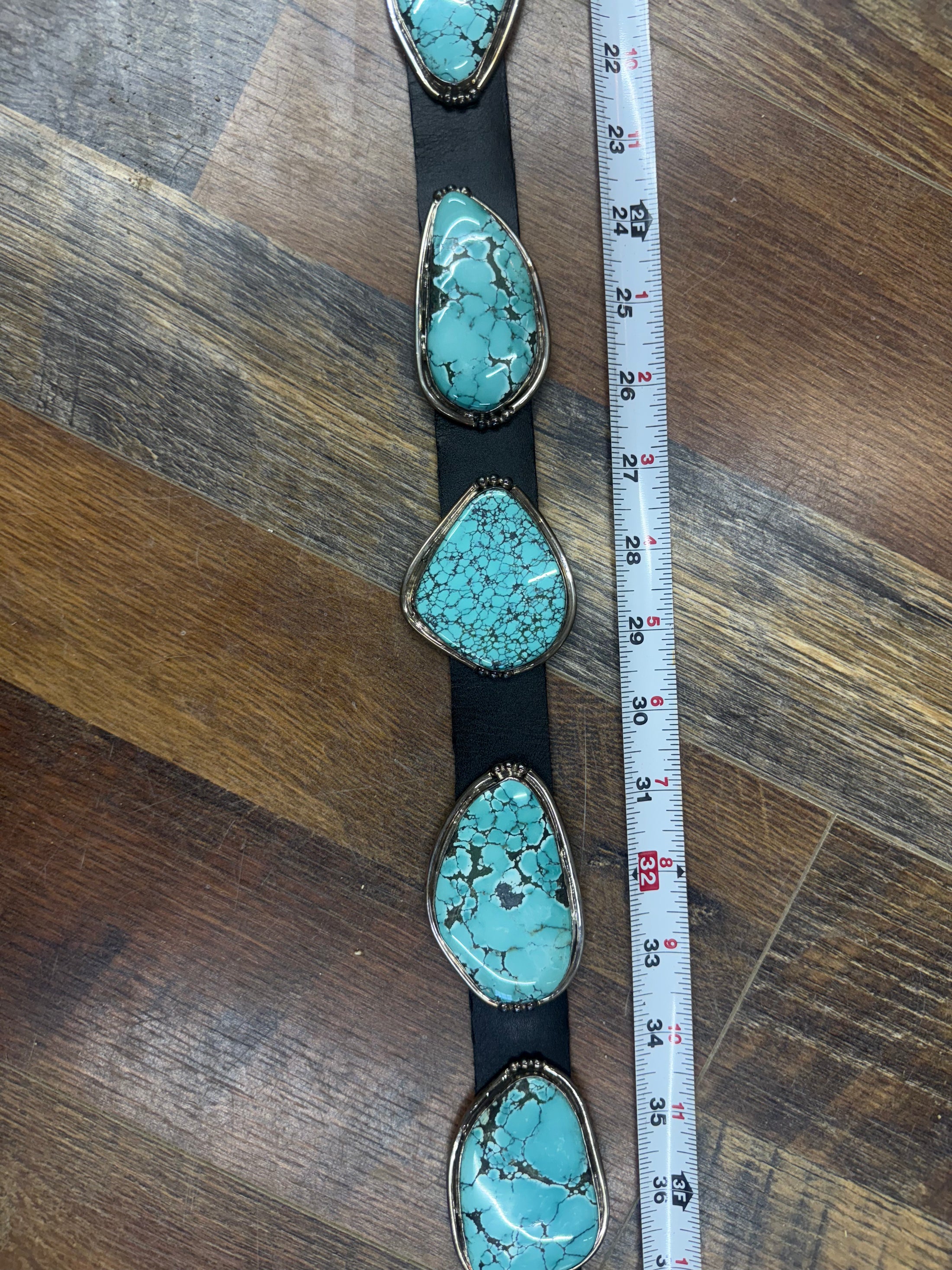 Gorgeous Native American Baby Blue Turquoise Slab Concho Belt