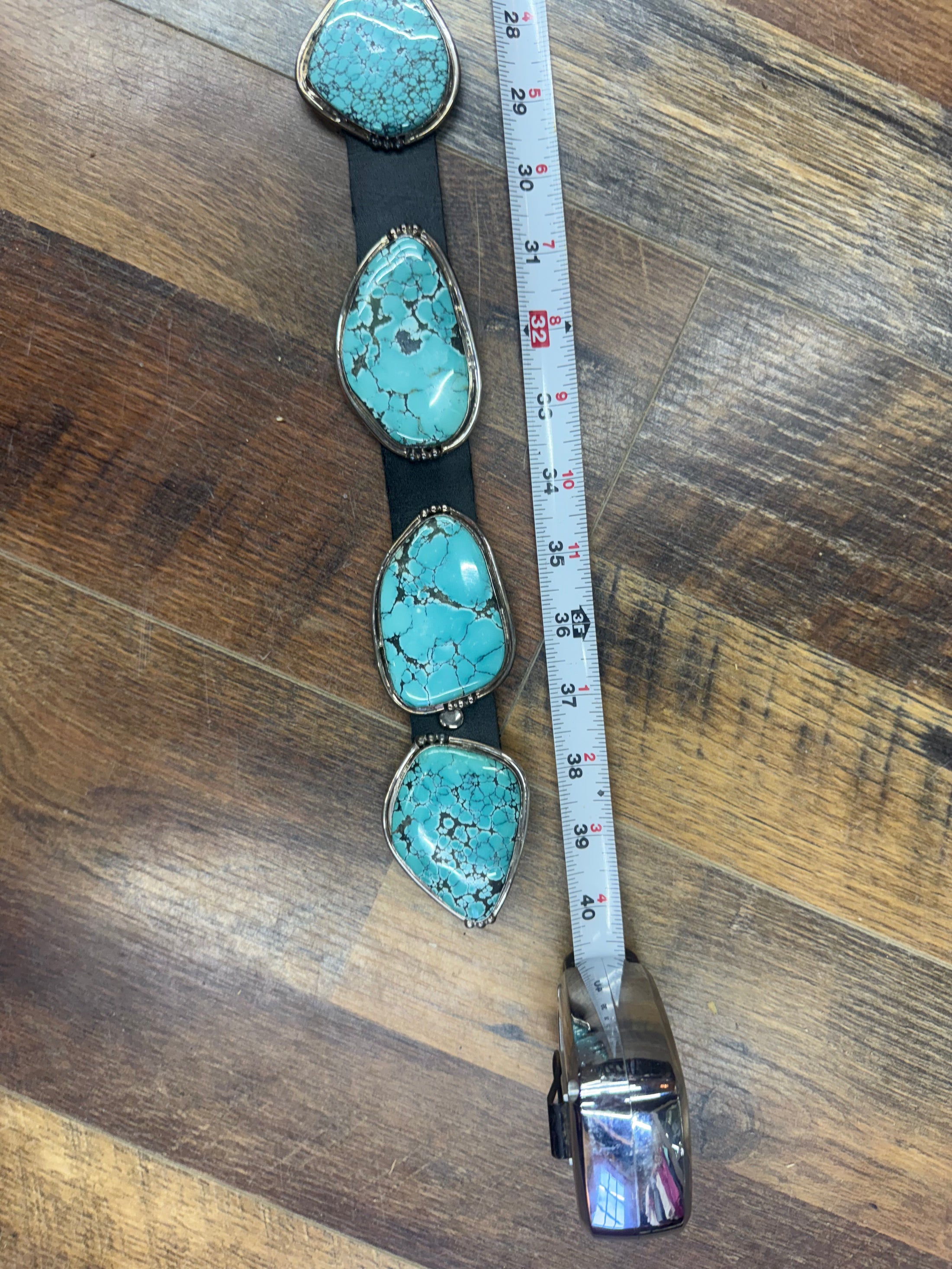 Gorgeous Native American Baby Blue Turquoise Slab Concho Belt